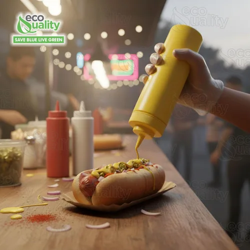 Miniatura 7 de Paquete de 2 botellas de plástico amarillo de 24 onzas para condimentos, salsas, aderezos, artes y manualidades, salsa de tomate, mostaza, aceite