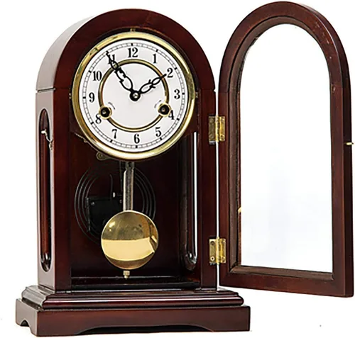 Olid - Reloj de repisa de madera, reloj de péndulo vintage, reloj de repisa mecánico para decoración de sala de estar, puede abrir la puerta del