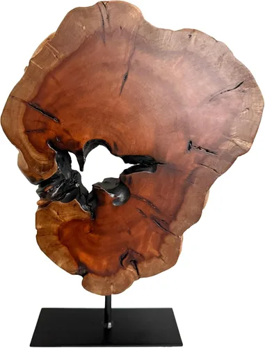 Miniatura 7 de Escultura irregular de madera de raíz tallada a mano, escultura abstracta de pie para decoración del hogar, estatua de mesa con borde natural