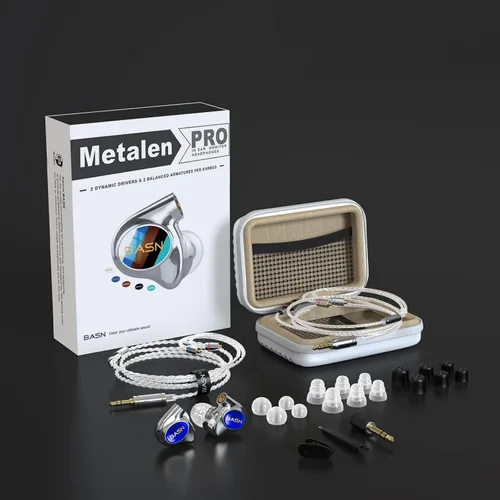 Miniatura 6 de BASN Metalen PRO 4 Drivers Auriculares intraurales para músicos, auriculares con cancelación de ruido y graves mejorados con carcasa de metal CNC