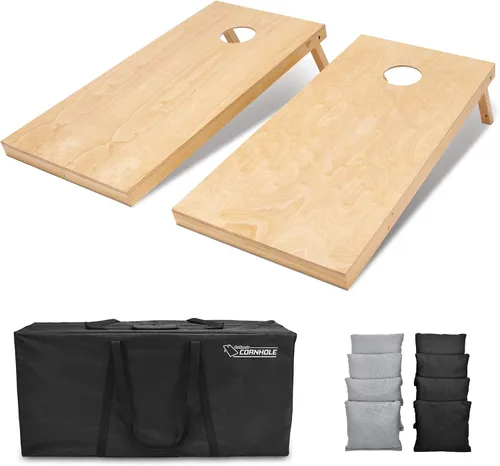 Miniatura 9 de GoSports 4 ft x 2 ft Regulation Size Wooden Cornhole Boards Set with Natural Wood Stain Finish - Includes Carrying Case Sin bolsas de frijol