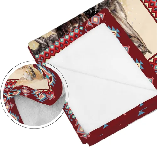 Miniatura 4 de CLOHOMIN Manta de animales de caballo nativo americano para cama, sofá, viajes, azteca, navajo, silla de montar del suroeste, manta de felpa