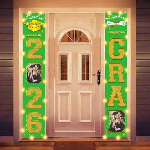 Miniatura 39 de Decoraciones personalizadas para fiestas de graduación 2026 – Cartel de felicitación de graduación grande – Cartel de fondo de graduación