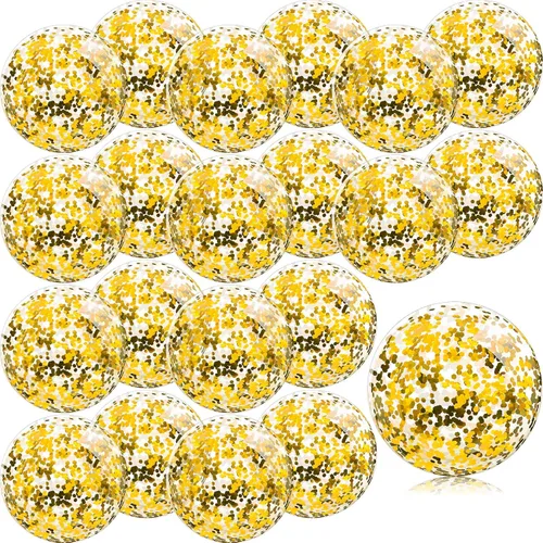 Zhanmai 20 piezas mini bolas de playa con purpurina de 8 pulgadas a granel, inflables transparentes para piscina, playa, regalos de fiesta de verano