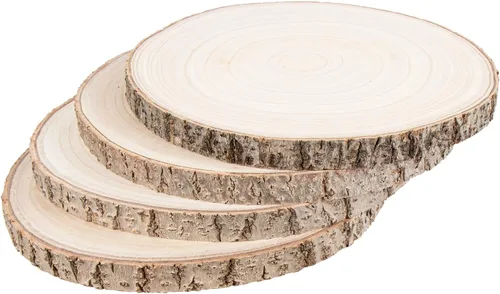 Miniatura 11 de Maputune 4 piezas de rodajas grandes de madera sin terminar de 7-8 pulgadas para centros de mesa, plato de madera rústica natural para manualidades