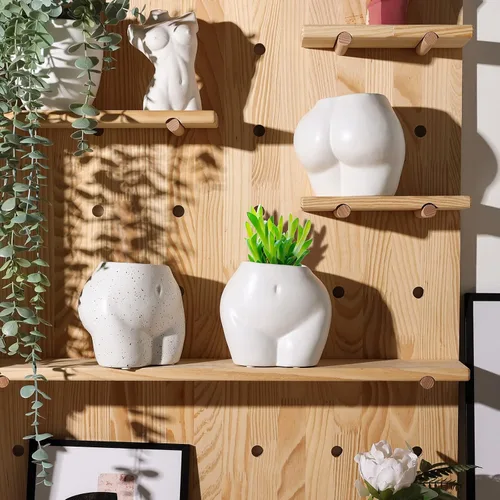 Miniatura 4 de Bonita maceta con forma de cuerpo, divertidas macetas de resina para interiores con orificio de drenaje para plantas de interior, suculentas, planta
