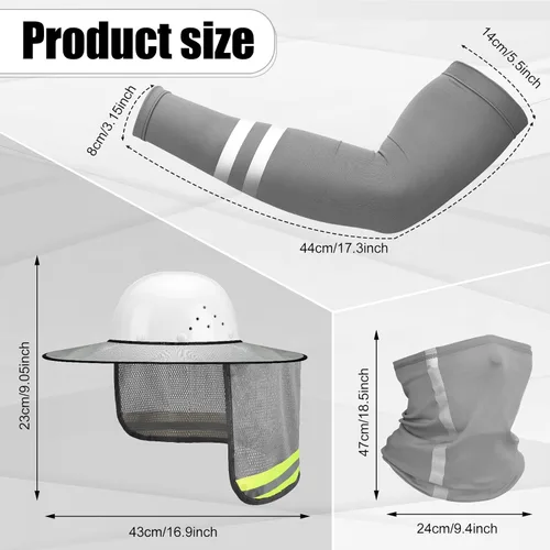 Miniatura 3 de SATINIOR 8 unidades de sombrero duro de ala completa para el sol, protección solar, protección para el cuello, polaina para el cuello, bufanda Gris