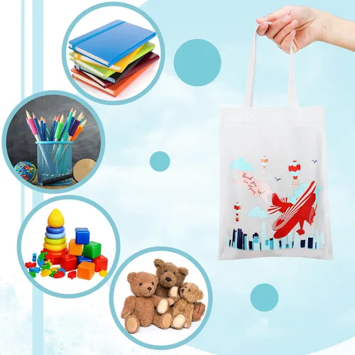 Miniatura 7 de Ferraycle 24 bolsas de regalo de fiesta de avión con asas, bolsas de regalo de avión con asas, suministros de cumpleaños, cajas de golosinas, base