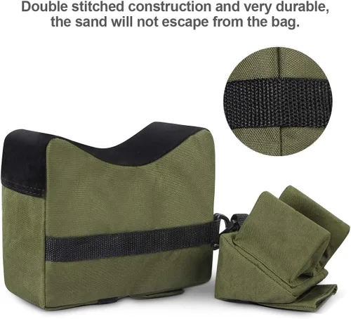 Miniatura 3 de Juego de 2 bolsas de descanso de tiro delantera y trasera con construcción duradera y resistencia al agua para exteriores, rango, tiro y caza sin