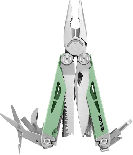 Miniatura 15 de Tijeras y alicates multiherramienta 21 en 1 con cortadores de tungsteno, autobloqueo Kit EDC duradero y resistente para camping, reparación, Negro