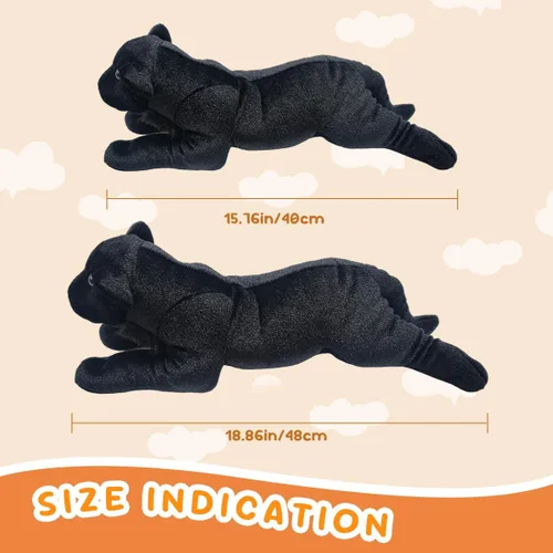 Miniatura 3 de Black Panther - Animal de peluche de jaguar de 15 pulgadas, linda almohada de felpa de pantera negra realista, juguete de peluche de pantera