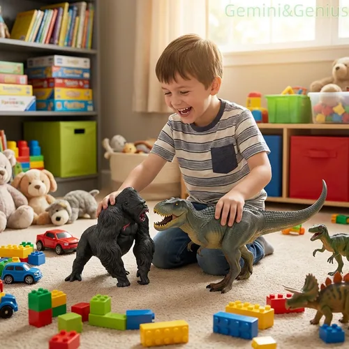 Miniatura 4 de Gemini&Genius Gorilla Toys Tyrannosaurus Rex Dinosaur World Toys Stand Up con mandíbula movible, figura de acción de gorila de regalo para niños