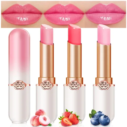 Miniatura 14 de BINGBRUSH Lápiz labial que cambia de color melocotón, hidratante de larga duración para el cuidado de los labios, bálsamo labial mágico, brillo