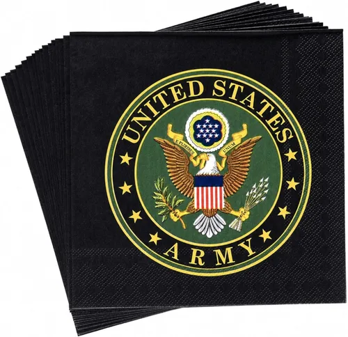 Servilletas de almuerzo del ejército de los Estados Unidos (32 piezas) 32 servilletas Lg. del ejército de Estados Unidos impresas en el sello