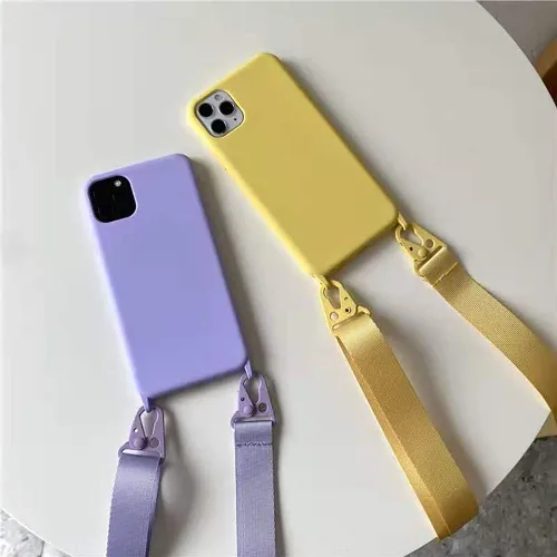 Miniatura 6 de Compatible con iPhone 11, funda cruzada para teléfono con cordón, bonita funda de silicona suave con correa ajustable para el hombro, protector a