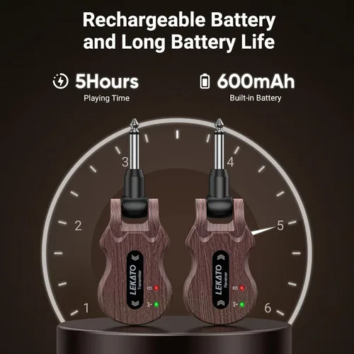 Miniatura 5 de LEKATO Sistema Inalámbrico para Guitarra 5.8 Transmisor Receptor Inalámbrico para Guitarra Transmisor Receptor Inalámbrico de Audio Recargable 4