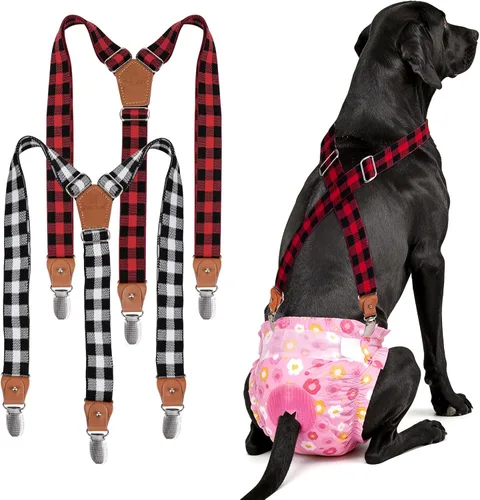 Miniatura 9 de Pet Soft Tirantes de pañales para perro hembra, 2 piezas, tirantes para falda de perro, vestido, Negro, rosa, marrón, burdeos