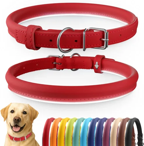 Miniatura 36 de CollarDirect Collar de perro con tachuelas, collares de cuero para mascotas para perros pequeños, medianos y grandes, acolchado suave, marrón, negro
