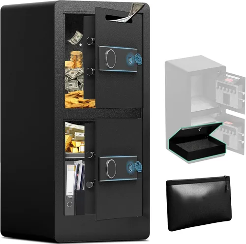 Miniatura 9 de Caja fuerte de depósito ignífuga de 2.0 pies cúbicos, caja de seguridad con ranura de depósito frontal y cerradura con combinación digital