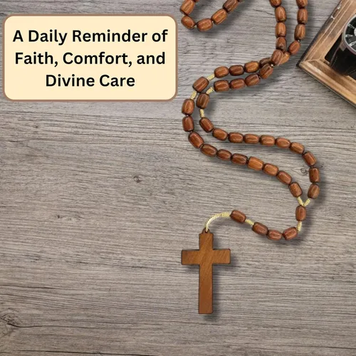 Miniatura 9 de Catholica Shop - Collar de Cuentas de Madera de Vestimenta Religiosa Católica con Colgante de Cruz de Madera, Collar de Rosario Católico I Collar