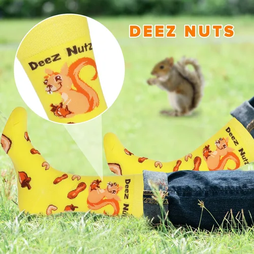 Miniatura 4 de TC9SOCKS Funny Socks Deez Nuts Meme Socks Squirrel Lovers Socks Fun Socks Unisex Funky Socks Casual Dress Socks