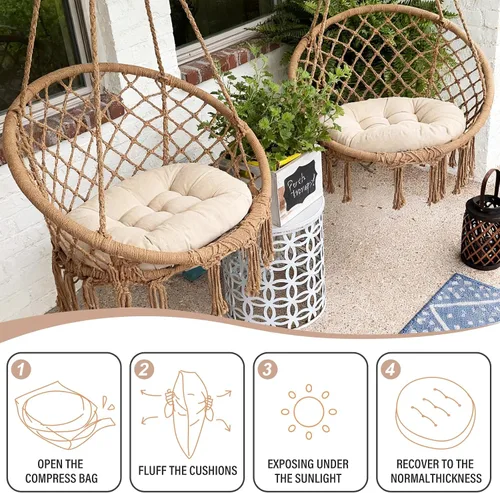 Miniatura 9 de Tiita - Cojín cuadrado para el suelo al aire libre, cojín de asiento grueso tuftado, gran cojín de suelo para yoga, meditación, sala de estar