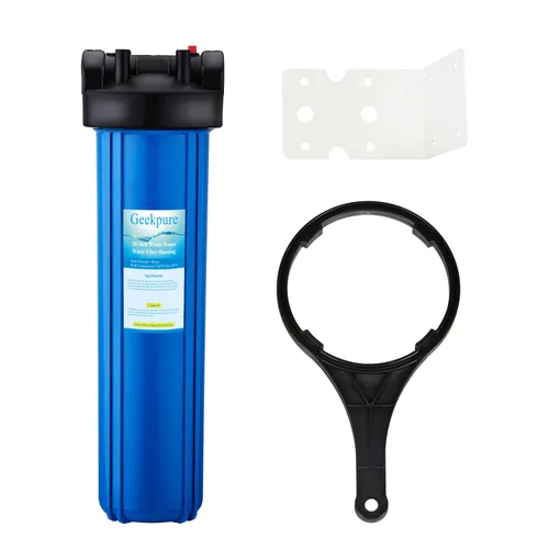 Geekpure Carcasa de filtro de agua para toda la casa de 20 pulgadas, puerto de latón NPT de 1 pulgada, filtro de 4.5 x 20 pulgadas, azul (1)