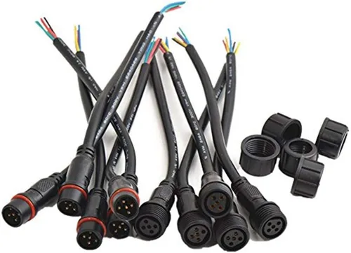 Miniatura 9 de 5 pares de conectores eléctricos LED de 2 pines negros para luces LED, cable de extensión de 20 cm, 40 cm/par, 0.3mm², tuerca de 15 mm