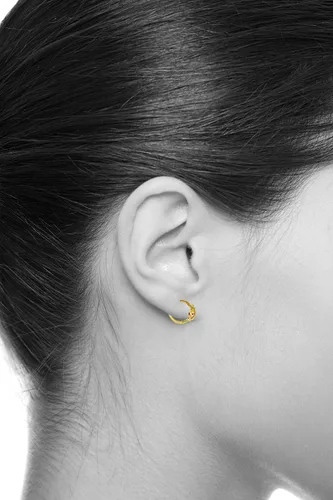 Miniatura 3 de Aretes de aro de mariquita de oro amarillo real de 14 k, Oro de 14 quilates, No es una piedra preciosa