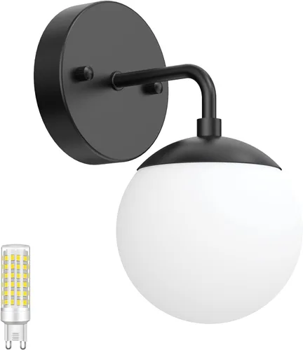 Miniatura 14 de Tipace Aplique de pared dorado 1 luz, aplique de pared globo moderno de mediados de siglo, lámpara de pared dorada para restaurante, sala de estar