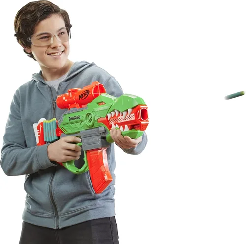 Miniatura 8 de Nerf DinoSquad Rex-Rampage - Lanzador de dardos motorizado, clip de 10 dardos, 20 dardos oficiales, almacenamiento de 10 dardos, diseño