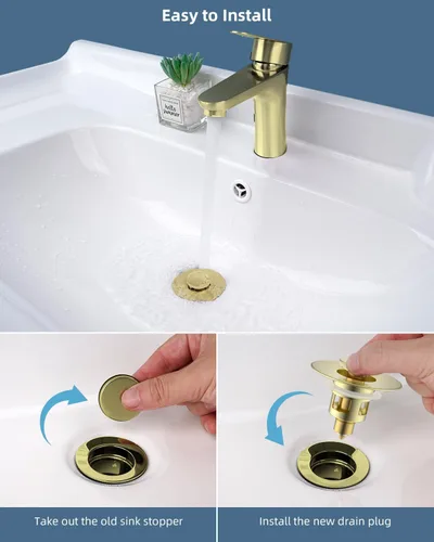 Miniatura 4 de Hibbent Paquete de 2 Tapones Universales de Todo Metal para Lavabo de Baño para Lavamanos de 1.1''~2.3'', Colador de Desagüe de Lavabo Emergente