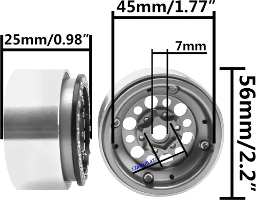 Miniatura 7 de ShareGoo - Juego de 4 cubos de aleación de aluminio de 1.9 pulgadas, compatibles con Traxxas TRX4 Axial SCX10 RCAWD D90 D110 Tamiya CC01 1/10 RC