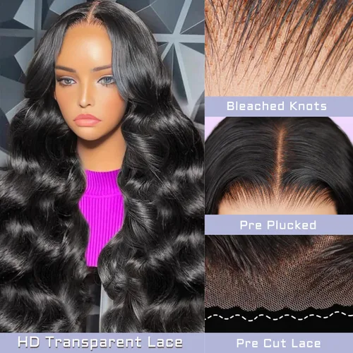 Miniatura 3 de Pelucas de cabello humano sin pegamento de 22 pulgadas, precortadas, 200% de densidad, encaje frontal, pelucas de cabello humano ondulado con cierre