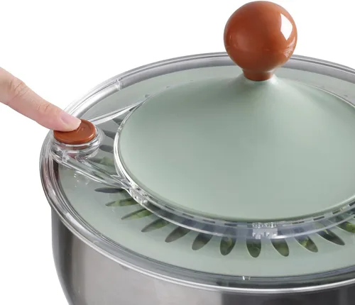 Miniatura 4 de Molinillo de ensalada de acero inoxidable, giratorio y colador de frutas vegetales de tamaño mediano, lavadora multiusos con tapa, apto