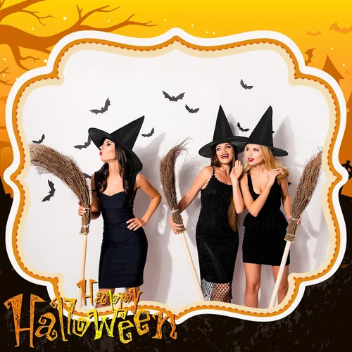 Miniatura 5 de SATINIOR Sombrero de bruja de Halloween, decoración colgante, sombrero de bruja flotante con accesorio de cuerda y ganchos transparentes sin costuras