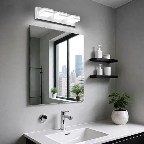 Miniatura 6 de IZORRO Luces LED modernas para baño (8 luces, regulables), iluminación de pared acrílica blanca mate, luces de tocador para baño sobre espejo, 6000