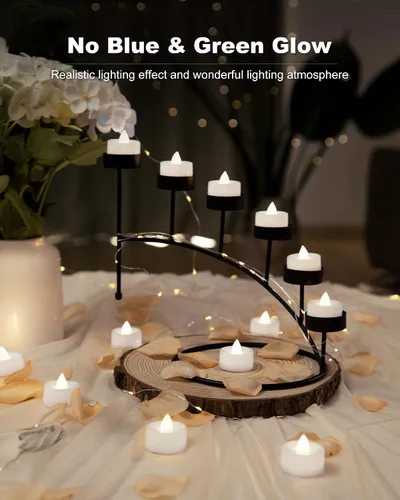 Miniatura 6 de BEICHI Paquete de 24 Velas de Té con Temporizador, Velas LED Operadas a Batería, Vela Votiva Sin Llama Integrada de 6 Horas, Velas Votivas