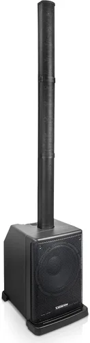 Sound Town Sistema portátil PA/DJ de columna de matriz de línea con subwoofer alimentado de 12 pulgadas, TWS Bluetooth, DSP, bolsa de transporte