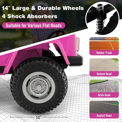 Miniatura 7 de Costzon Auto de 2 plazas, camión Toyota FJ40 con licencia de 12 V con control remoto de 2.4 G, suspensión de resorte, caja de almacenamiento, luces