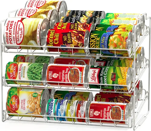 Deco Brothers Organizador de Estante Apilable para Latas para Cocina y Despensa, Capacidad para Hasta 36 Latas, Blanco