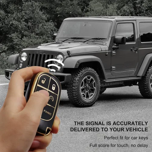 Miniatura 5 de SUNCARACCL Funda para llavero Jeep con llavero de cuero, funda de protección completa de TPU suave para llave inteligente Grand Cherokee Renegade