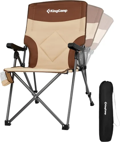 Miniatura 11 de KingCamp Silla plegable de campamento de gran tamaño, resistente 450 libras con soporte lumbar, asiento acolchado con soporte para tazas y bolsa