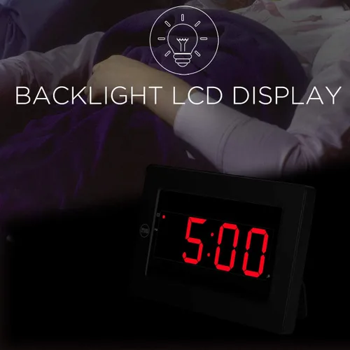 Miniatura 7 de Reloj de pared digital con pilas, pantalla LED, reloj despertador digital con pilas, brillo ajustable, 12/24 horas