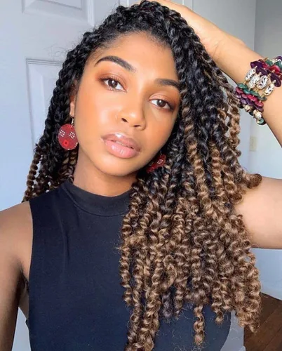 Miniatura 20 de Pelo de ganchillo Passion Twist de 10 pulgadas, 8 paquetes, cabello Passion Twist pre-trenzado, cabello de ganchillo Passion Twist para mujeres 1b