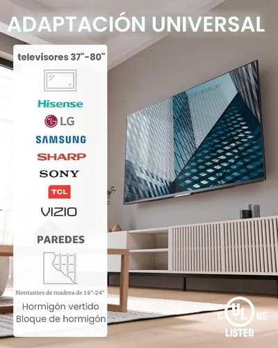 Miniatura 7 de Sanus Soporte de pared universal de perfil bajo con inclinación para televisores de 37" - 80" LED, LCD y plasma, elimina el deslumbramiento con 10º
