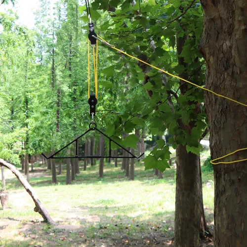 Miniatura 8 de Highwild Juego de gambrel y kit de elevación con poleas y cuerda - Kit para colgar ciervos máximo a 700 libras