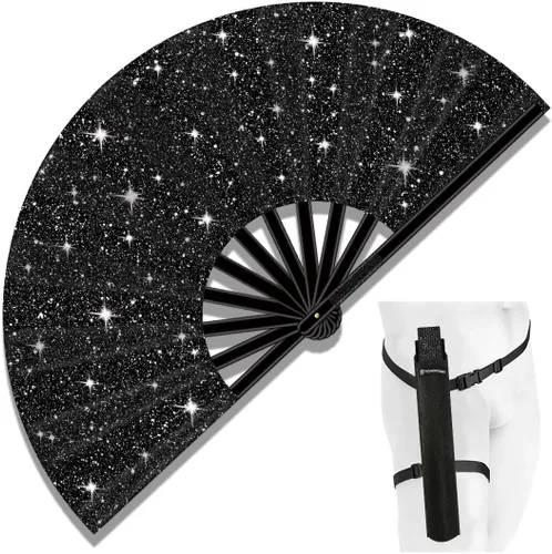 Miniatura 7 de Ventilador de Rave Plegable Grande de 13", Ventiladores de Mano Clack Plegables con Funda para Baile en Línea, Ventilador Boots On The Ground