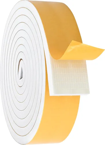 Miniatura 9 de Burlete de cinta de espuma autoadhesiva blanca para puertas y ventanas de 1 pulgada × 3/4 pulgada × 13 pies, tira de sellado de espuma de alta Blanco