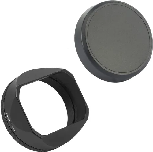 Miniatura 10 de Capota cuadrada de metal Haoge para Fuji X100VI Fujifilm FinePix X100V X100F X100 X100S X100T X70 Accesorios de cámara, color plateado con tapa